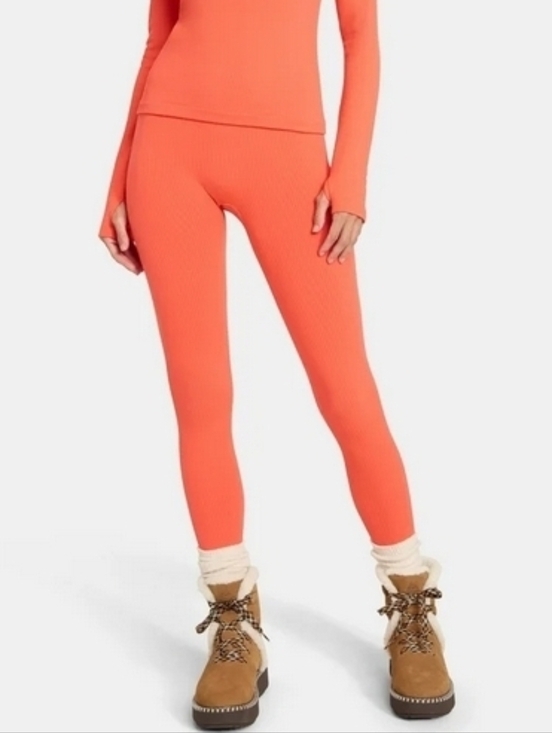 Ozark Trail Pants - 2pk Ozark Trail Women's XL Seamless Ribbed Thermal Ribbed Legging Coral Zest